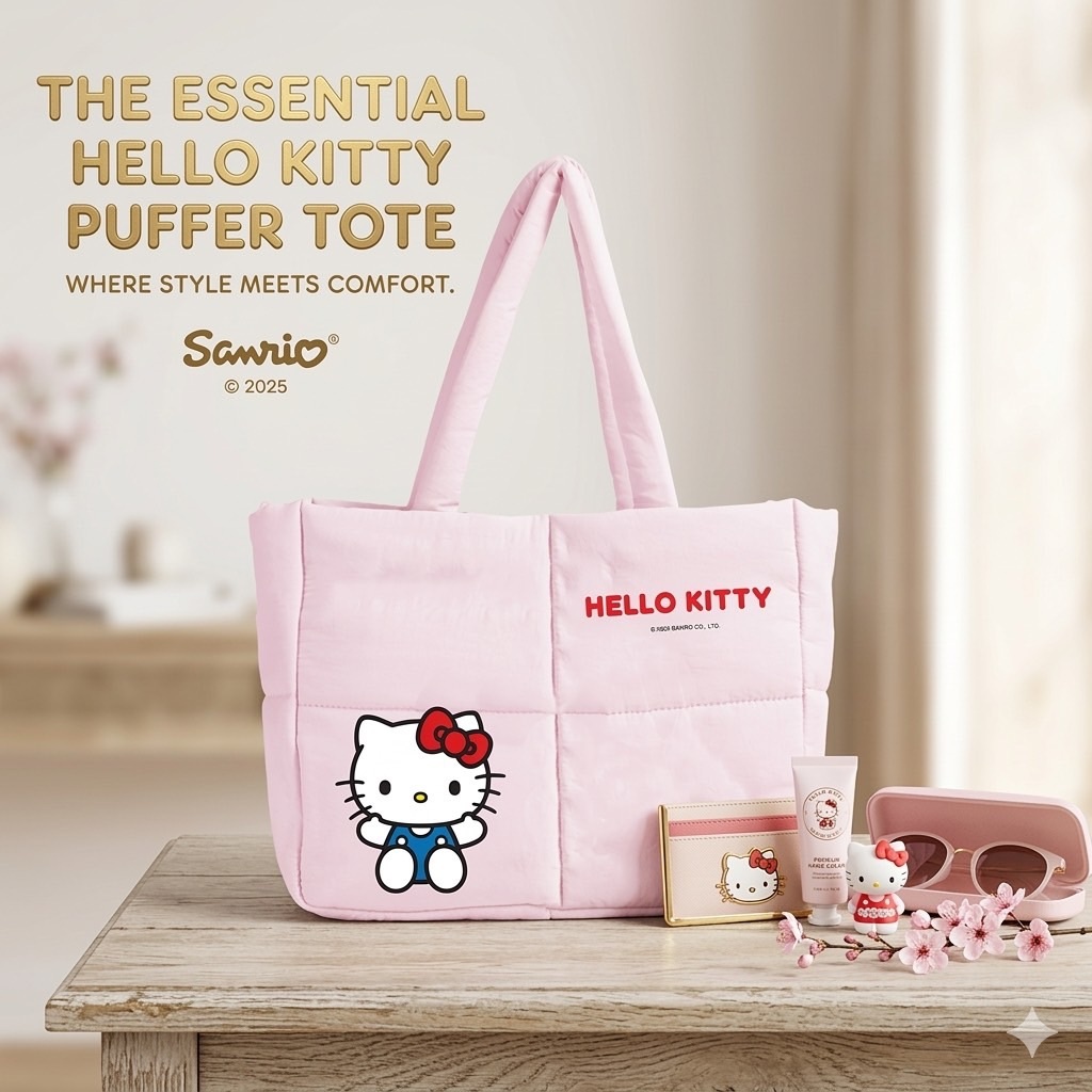 กระเป๋าผ้านุ่มนิ่ม - ด้านในฟอยล์บุ ลายการ์ตูน Sanrio(ซานริโอ้) ลิขสิทธิ์แท้