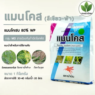 แมนโคส สีฟ้า-เขียว (แมนโคเซบ 80% WP) 1 กิโลกรัม