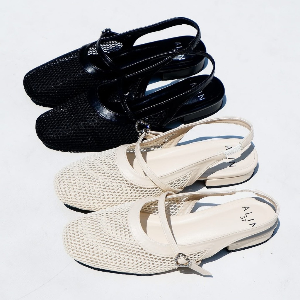**มีส่งด่วน**25twentyfives - รุ่นเซอร์เวียร์ รองเท้าตาข่ายสไตล์ Slingback Mesh Flat ดีไซน์เรียบหรู