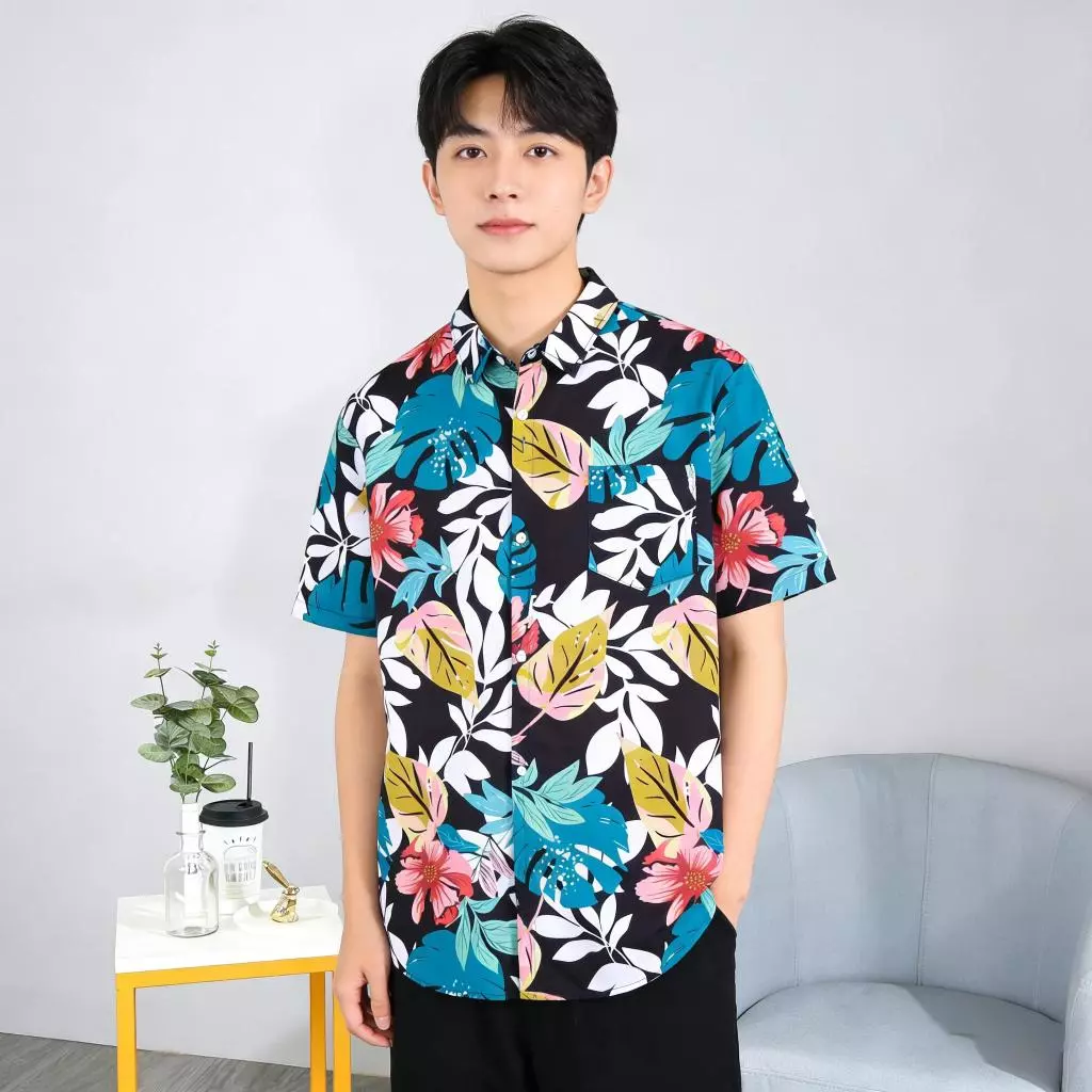 เสื้อผู้ชายลายดอกแขนสั้น สไตล์วินเทจ thumbnail 7