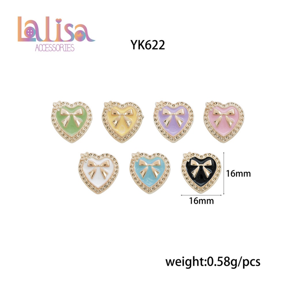 จี้หัวใจโบว์ มินิ 16mm สีพาสเทล สำหรับงานแฮนด์เมด DIY ABS Accessories YK622