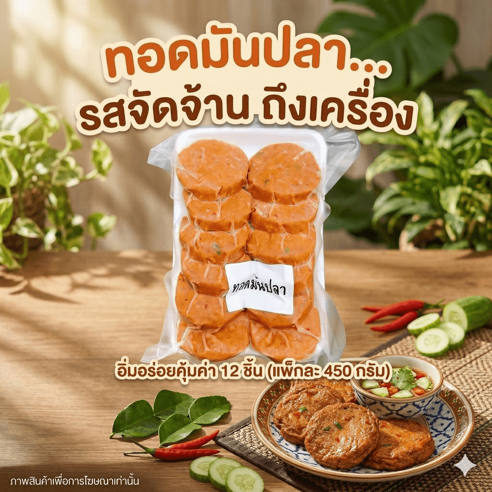 ทอดมันปลา 12 ชิ้น (แพ็กละ 450 กรัม)