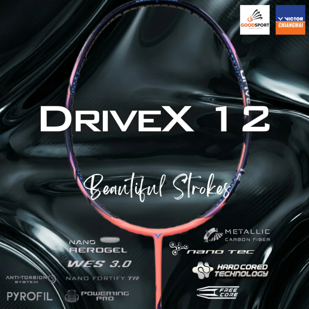 Victor ไม้แบดมินตัน รุ่น  DX-12 O 4U ฟรี! ขึ้นเอ็น+ ซองพรีเมี่ยม + ประกัน 6 เดือน