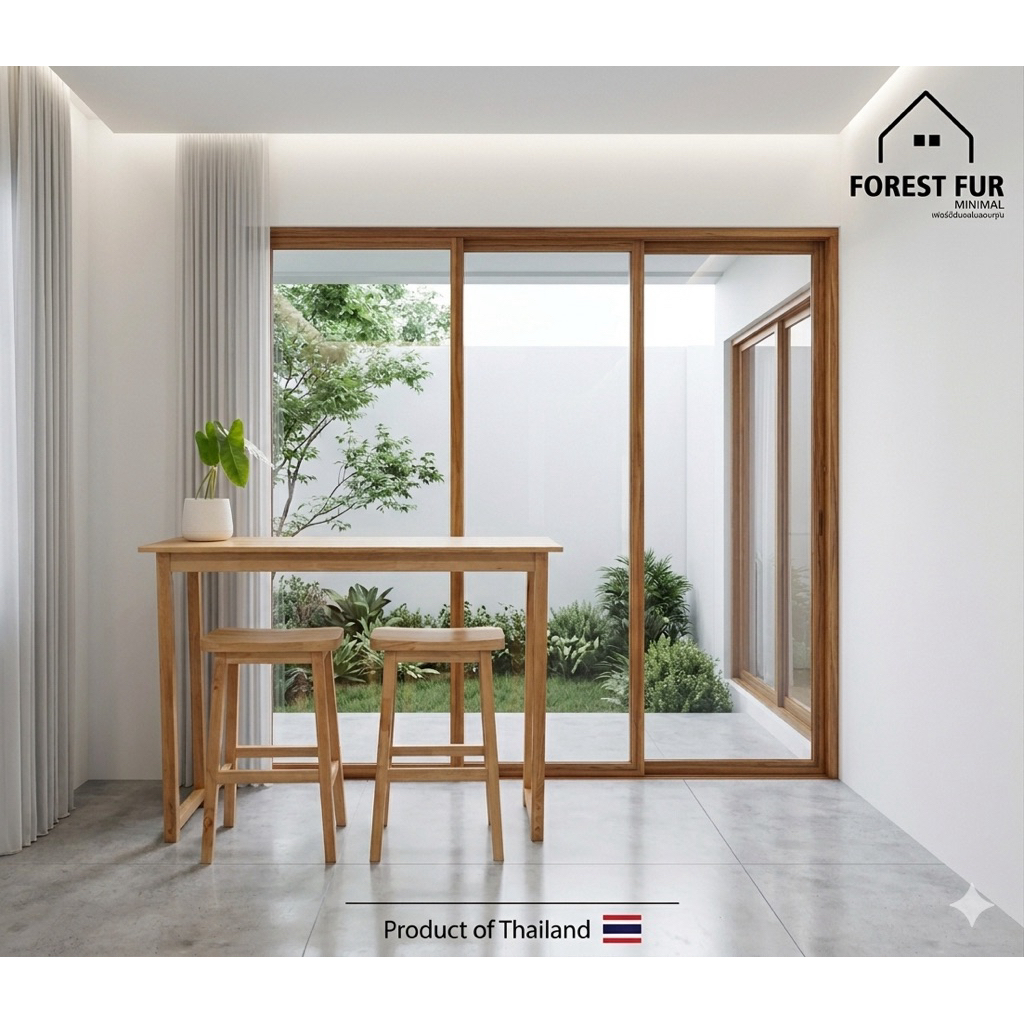 ForestFurโต๊ะบาร์ทรงสูง โต๊ะบาร์กาแฟ +เก้าอี้สตูล ทรงสูง 2 ตัว