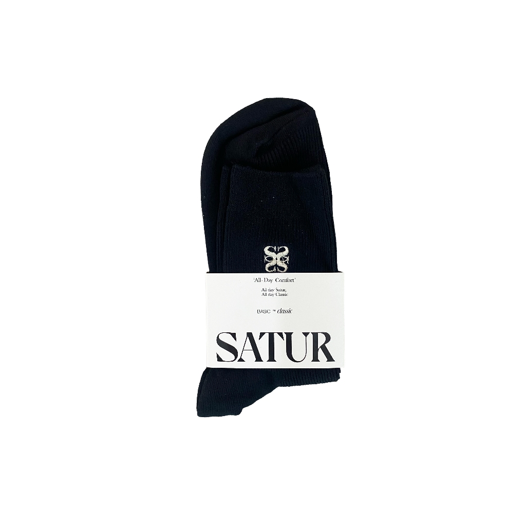 SATUR ถุงเท้า รุ่น All Day Satur Plain Socks Black
