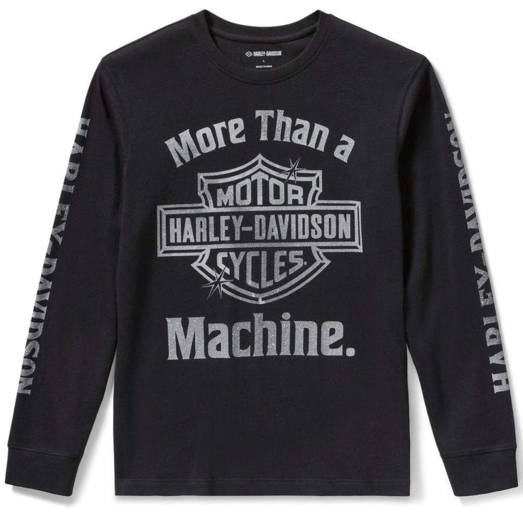 เสื้อยืดแขนยาว Harley-Davidson Men's More Than A Machine Long Sleeve Shirt, Black