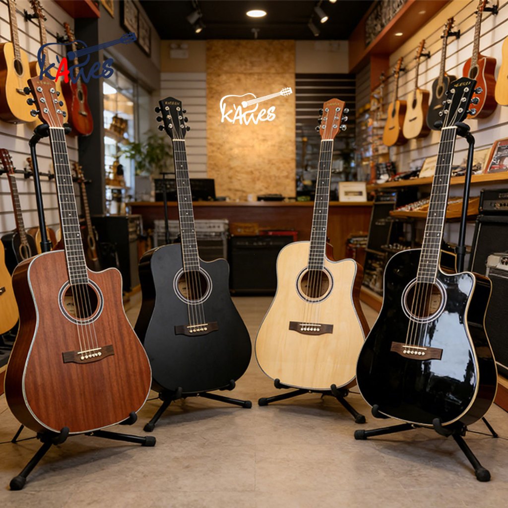 （ของขวัญคือ บัตรรับประกัน 1เดือน） KAWESกีต้าร์โปร่ง ขนาด41นิ้ว ไม้Sapele งานดีสวย เล่นง่ายคอเล็ก เซ็ตอัพปรับทัชชิ่งฟรี