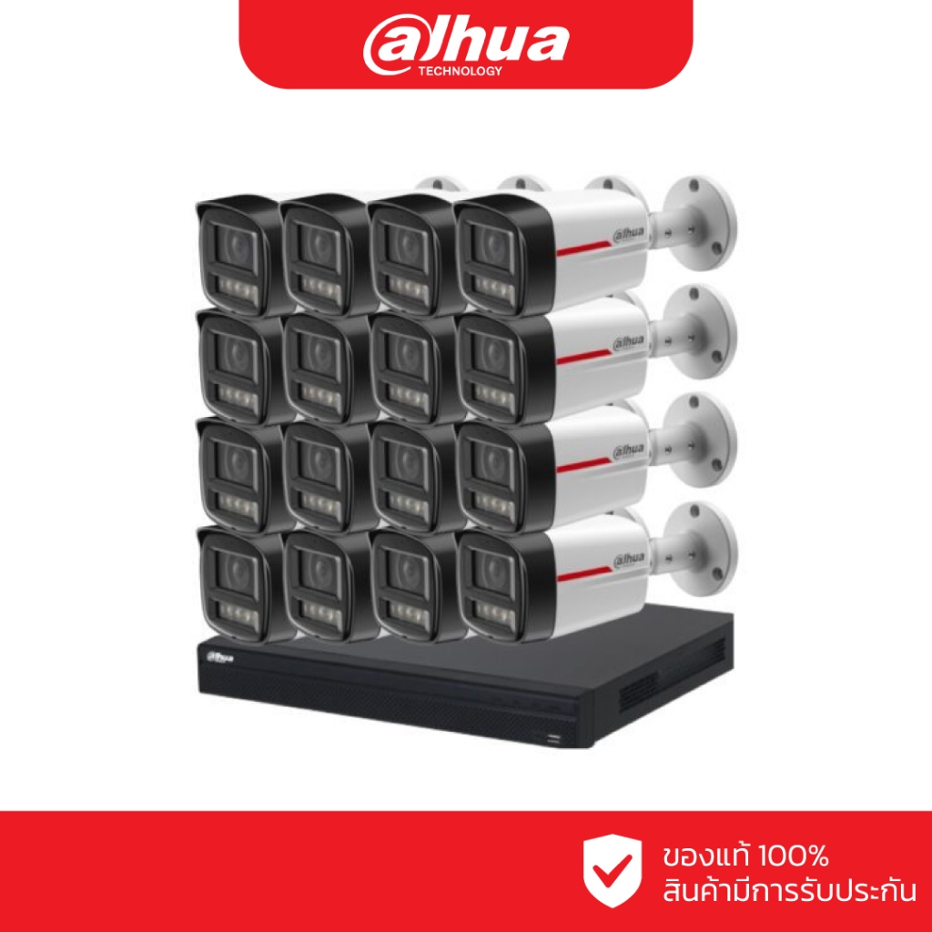 DAHUA ชุดกล้องวงจรปิด IP 16 ตัว 2 ล้านพิกเซล รุ่น DH-IPC-HFW2249TLP-S-PRO + DHI-NVR4216-16P-4KS3 (Wi