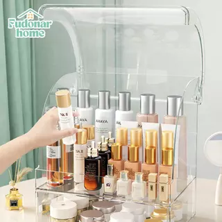 Fudonar กล่องใส่เครื่องสำอาง กล่องเก็บเครื่องสำอางอะคริลิก 3 ชั้น ลิ้นชักจัดระเบียบโต๊ะเครื่องแป้ง