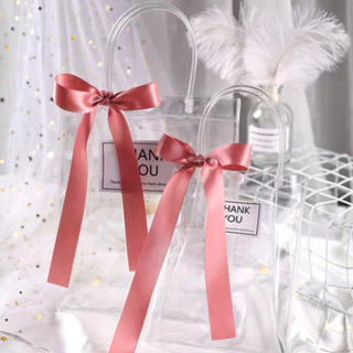 50pcs/set ถุงใส PVC หูหิ้ว กันน้ำ เหมาะสำหรับใส่ของขวัญ ขนม และของฝาก