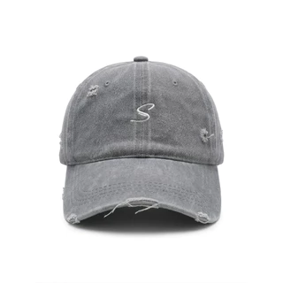 SEOULSHIRTS CAP หมวกแก๊ป ปักโลโก้ สีฟอกแบบขาด ปรับขนาดได้ ใส่ได้ชายและหญิง H4