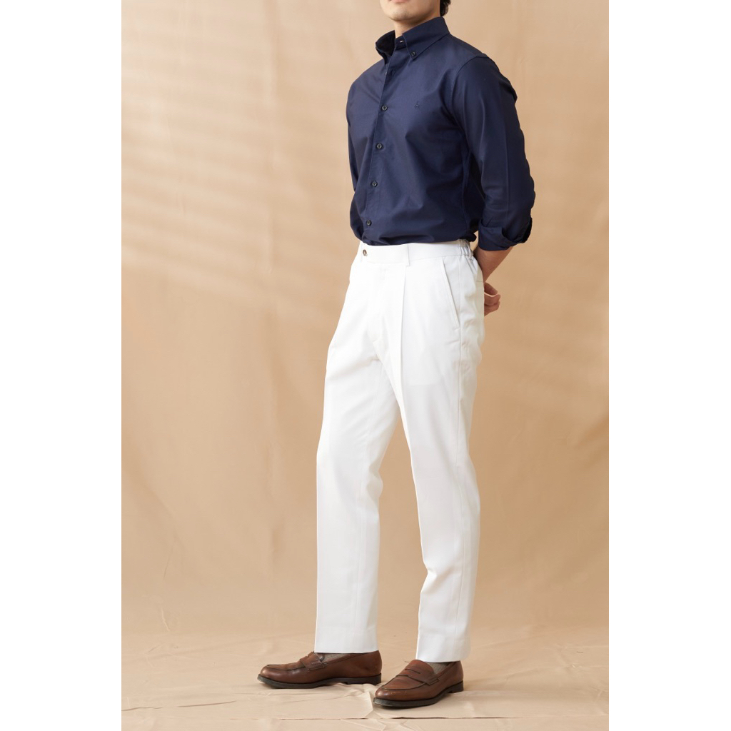[Code20%ทักแชท] The Alden Easy Trouser สีขาว White | ผ้า Stretch Cotton | Regular Fit 1 จีบ | เอวยางยืดด้านหลัง ราคา ถูกที่สุด ดีลบีเคเค แกลเลอรีภาพที่ 8