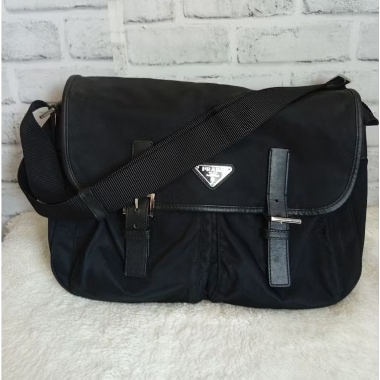 Prada Nylon Bag Prada Crossbody Prada Messenger สีดำ วินเทจ ของแท้