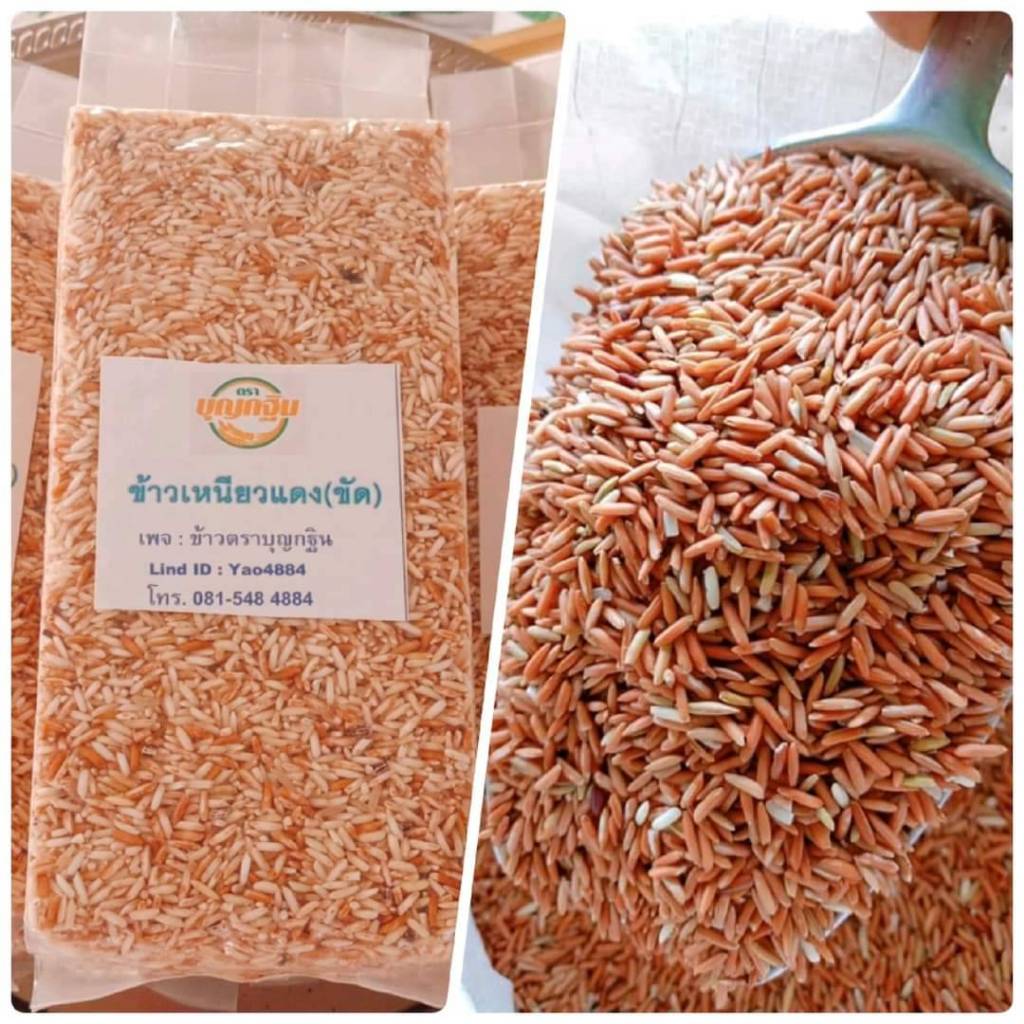 ข้าวเหนียวแดงพวงชมพูตราบุญกฐิน(ข้าวใหม่ปี2025ข้าวเพื่อสุขภาพปลอดสารไม่ใช้สารกันมอด