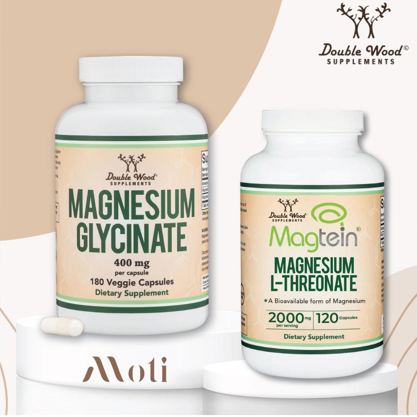 Double Wood-MAGNESIUM GLYCINATE 400mg 180cap/Magtein MAGNESIUM L-THREONATE 2000mg 120cap