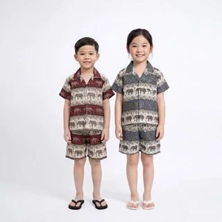 ชุดฮาวายเด็กลายช้าง ชุดสงกรานต์ เสื้อฮาวายพร้อมกางเกง มีไซส์ให้เลือก