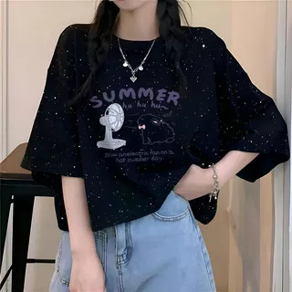 สื้อครอปสาวอวบไซส์ใหญ่ Oversize เสื้อผ้าสาวอวบ เสื้อยืดแฟชั่นผู้หญิงแบบหลวมสไตล์เกาหลี สกรีนลายวินเทจเท่ๆ กําลังฮิตใหม่