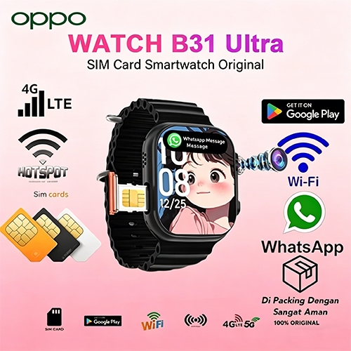 【Free 2 Strap】4G SIM Smart Watch B31 Ultra 360°camera YouTube WIFI 4+64GB Play Store GPS NFC กันน้ำ 