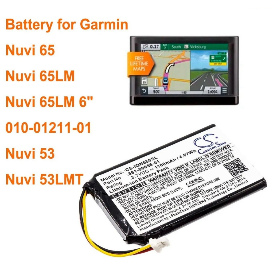PKVV OrangeYu 1100mAh Navigator Battery 361-00056-01 for Garmin Nuvi 65, Nuvi 65LM, Nuvi 65LM 6", 01