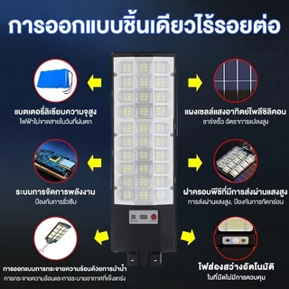 【TOP1】ไฟโซล่าเซลล์ ไฟถนนโซล่าเซลล์ 3800000W LED ไฟภายนอกอาคาร solar light ไฟถนน พร้อมรีโมท solar street light