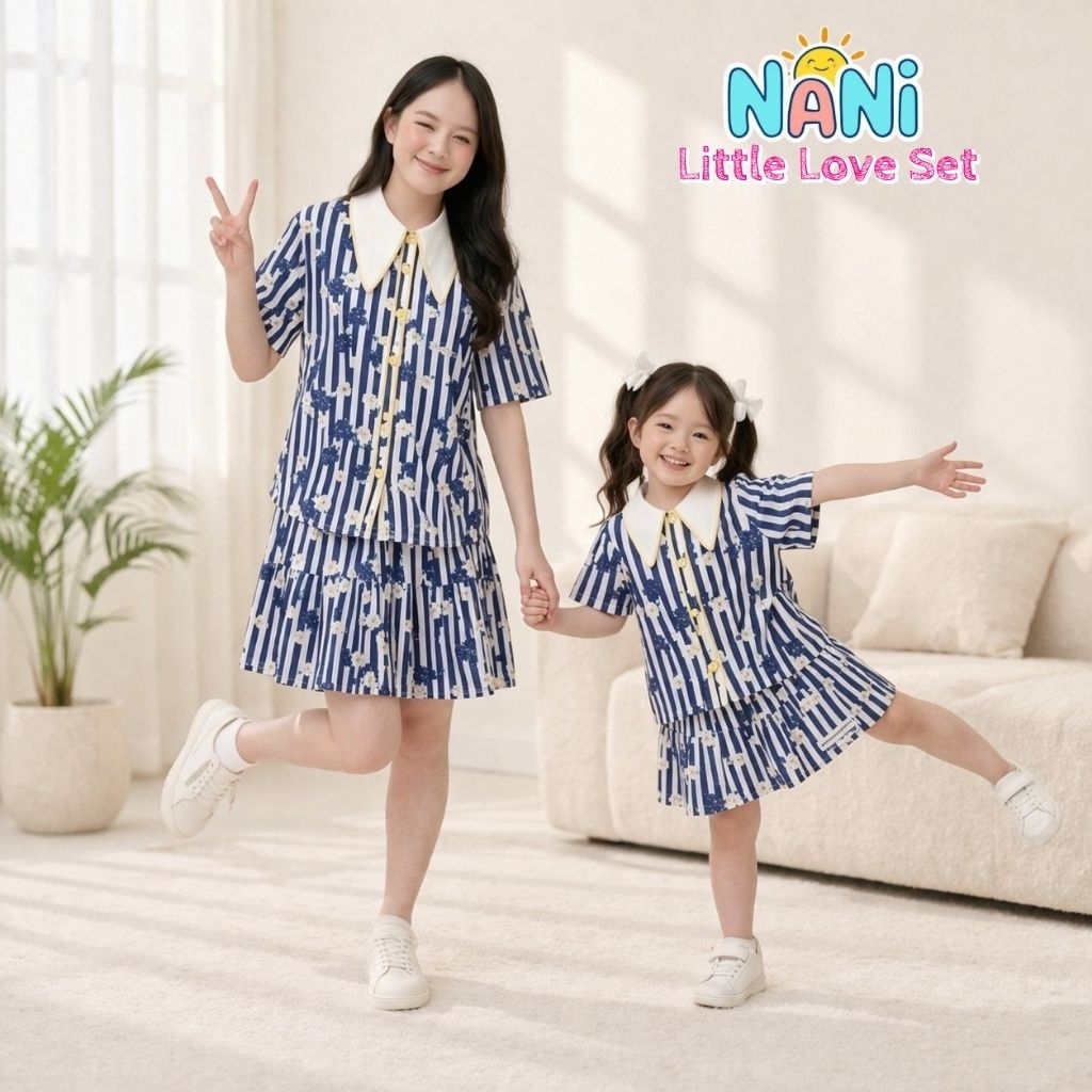 NANi Little Love Set ชุดแม่ลูก เซ็ตแม่ลูก ชุดคู่ เสื้อ+กระโปรง ลุคเกาหลี น่ารัก ใส่สบาย ถ่ายรูปสวย รูปที่ 8