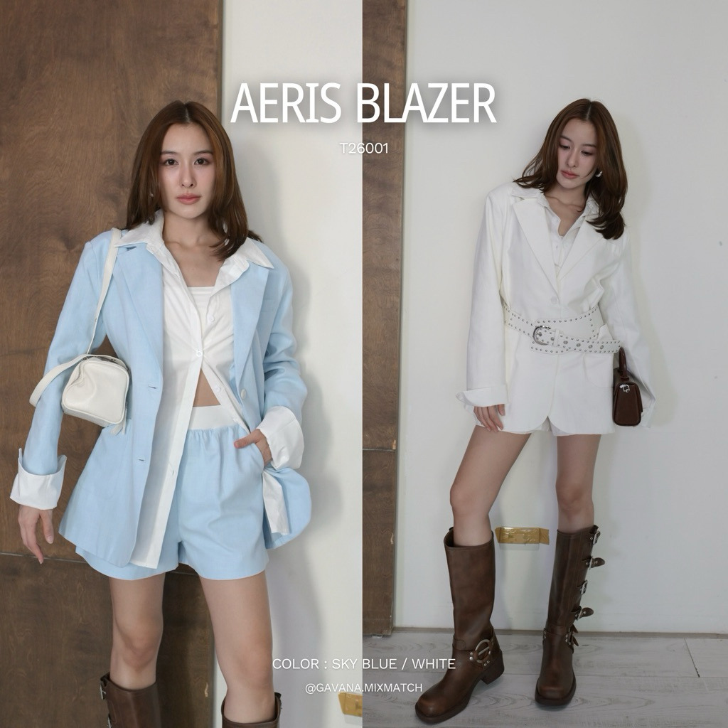 GAVANA-Aeris Blazer (Blazer เย็บติดเชิ้ตไม่ต้องใส่ซ้อน)🤍👀 #T26001