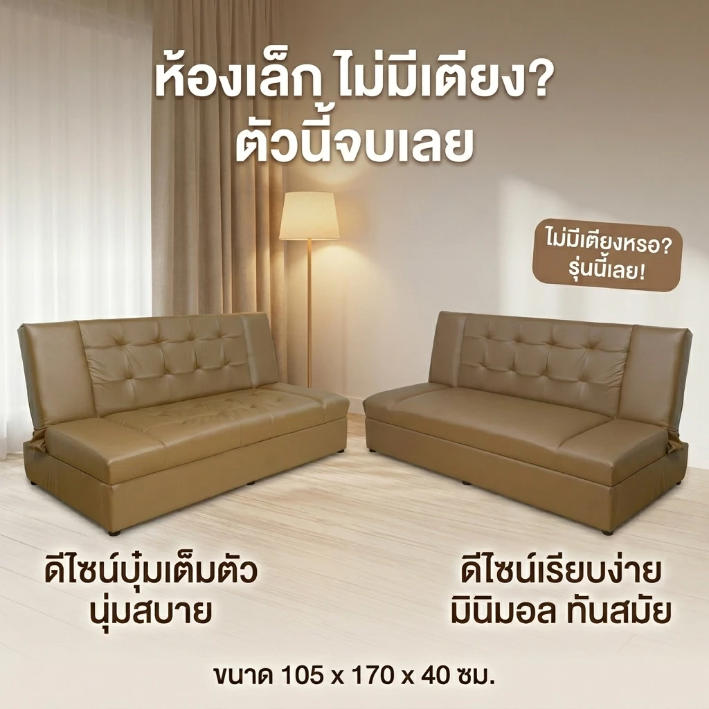 Queencosy โซฟา โซฟาเบด โซฟาเบด (RC ) โซฟาปรับนอน วัสดุโครงไม้แท้ รับประกันสินค้า