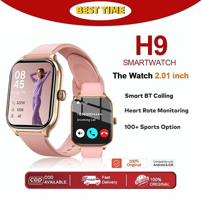 H9 Smart Watch Bluetooth Edition | 2.01"Screen | Health Monitor/Dial | Android IOS | For Men Women