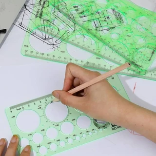 Jinsihou ไม้บรรทัดเพลท (Drawing Templates) แบบวงกลม (Circle), วงรี (Oval), และเทมเพลตสำหรับเขียนแปลน