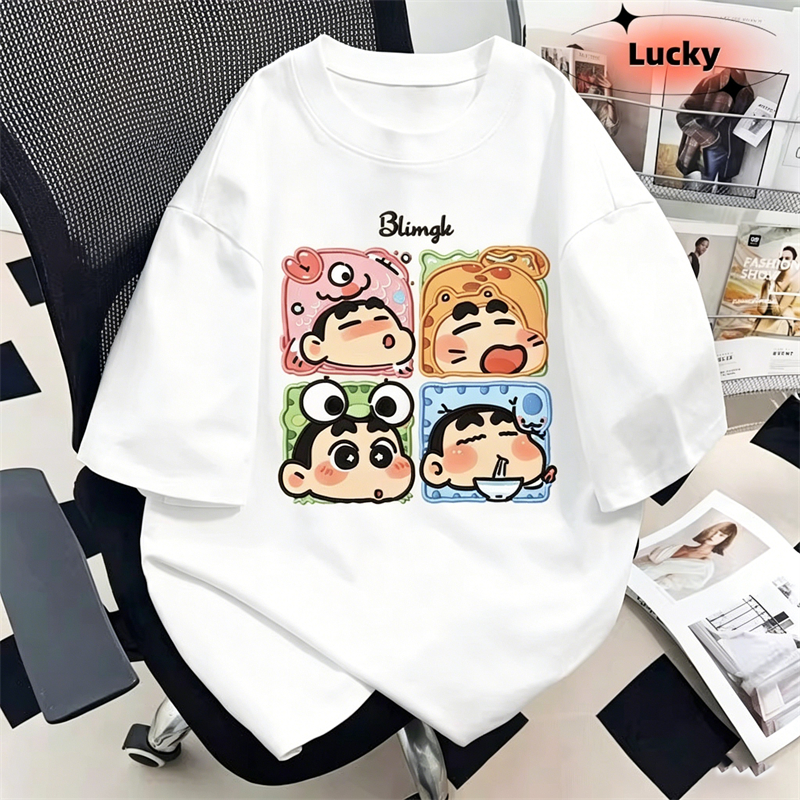 เสื้อยืดลายชินจัง｜ทรงหลวม｜คอวงกลม｜แขนสั้น｜ใส่สบาย｜ไซส์M-3XL｜ส่ง24ชั่วโมง ﻿ 4.11 ราคา ถูกที่สุด ดีลบีเคเค แกลเลอรีภาพที่ 2