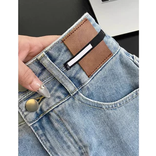 S~5XL A-line straight shorts Blue Black กางเกงขาสั้นเอวสูงดีไซน์กระดุมสองแถวสีน้ำเงินสุดเก๋ กางเกงยีนส์ขาสั้นทรงหลวม HOT