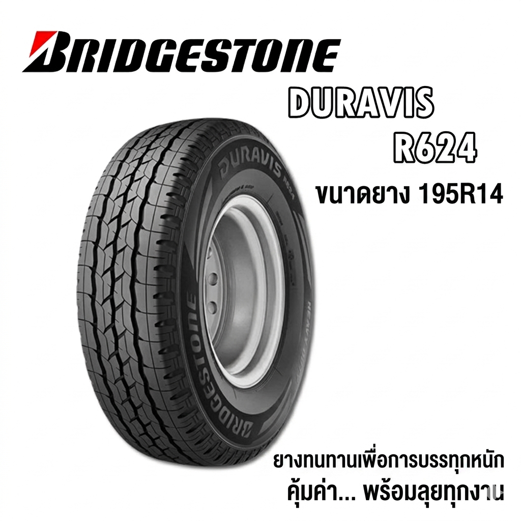 ยางรถยนต์ ขนาด 195R14 รุ่น DURAVIS R624 ยี่ห้อ Bridgestone