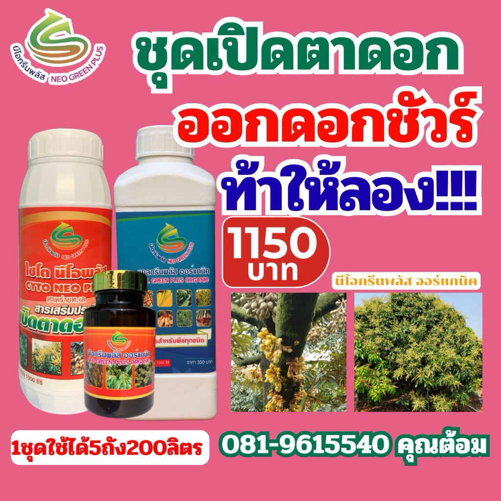 เปิดตาดอก ชุดเปิดตาดอกนีโอกรีนพลัสออร์แกนิคใช้เปิดตาดอกทุเรียน ลำไย เงาะและไม้ผลทุกชนิด