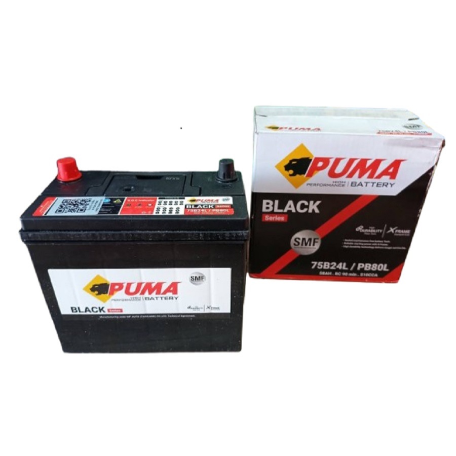 แบตเตอรี่ PUMA Black Series 75B24L/PB80L ชนิดแห้ง SMF ความจุ 58Ah Civic, HR-V, Vios, Yaris, Altis, M