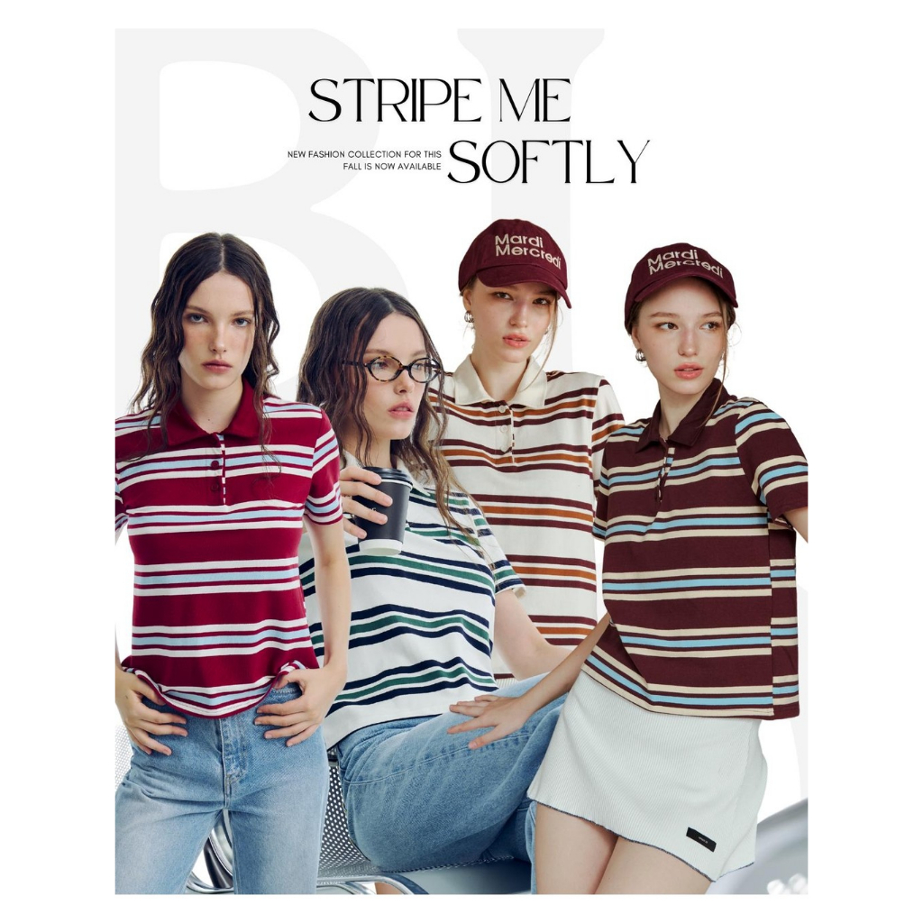 BCPL07 Stripe Me Softly - เสื้อคอปกลายทาง