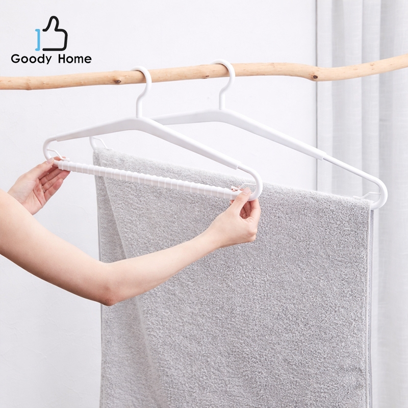 Goody Home ไม้แขวนเสื้อ ปรับระดับได้ กันลื่น ยืดหดได้ ไม้แขวนผ้าพลาสติก ผู้ใหญ่
