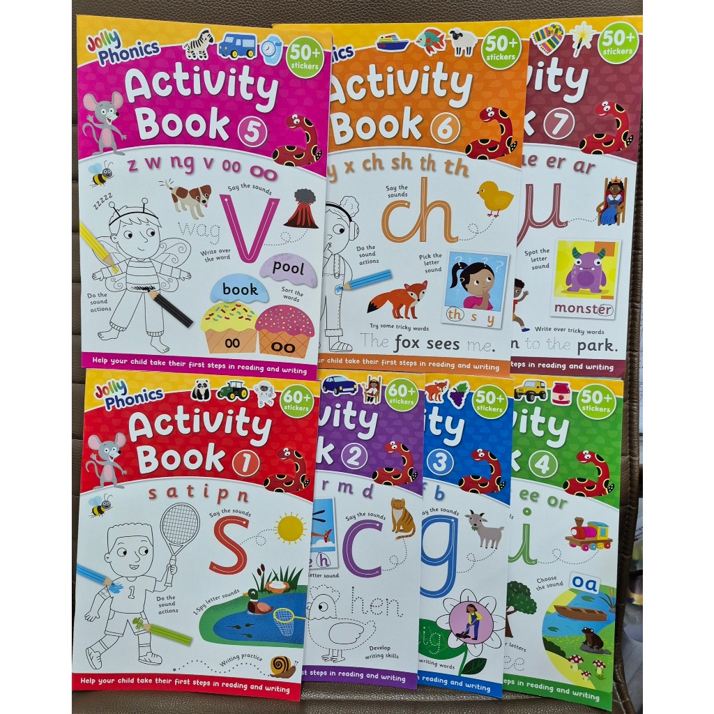 C New Jolly Phonics Activity book 1-7 in Precursive Letters