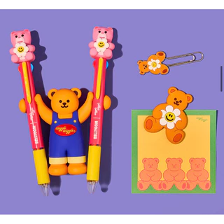 ✅พร้อมส่ง🌼🍒Wiggle Wiggle🌈🐻figure multi 4 color ball pen ปากกาหัวการ์ตูนกด 4 สีในแท่งเดียว