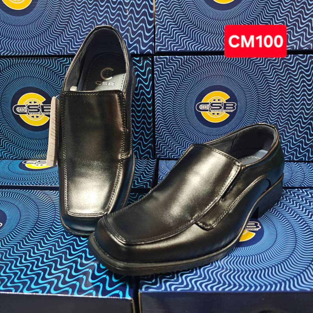 CSB รองเท้าคัชชูหนังหัวตัด CM100 สีดำ ไซส์ 39-45