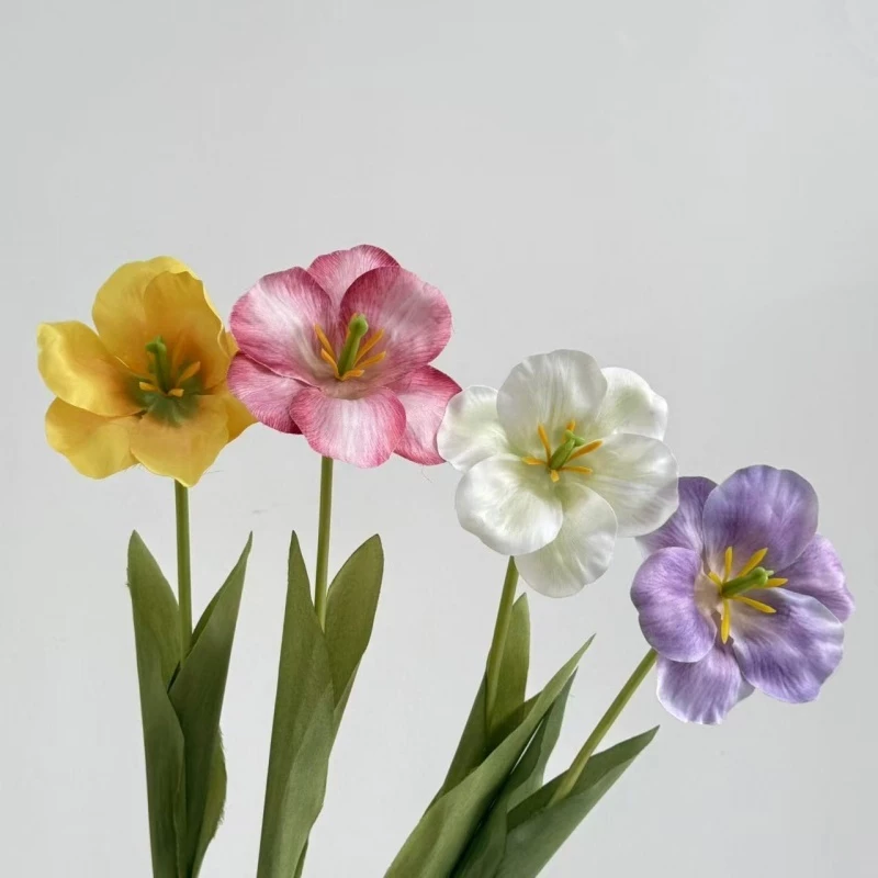 ดอกทิวลิปปลอม ดอกไม้ผ้าไหม สีสดเหมือนจริง(มีสีให้เลือกเยอะ) ช่อดอกไม้สำหรับตกแต่งบ้าน