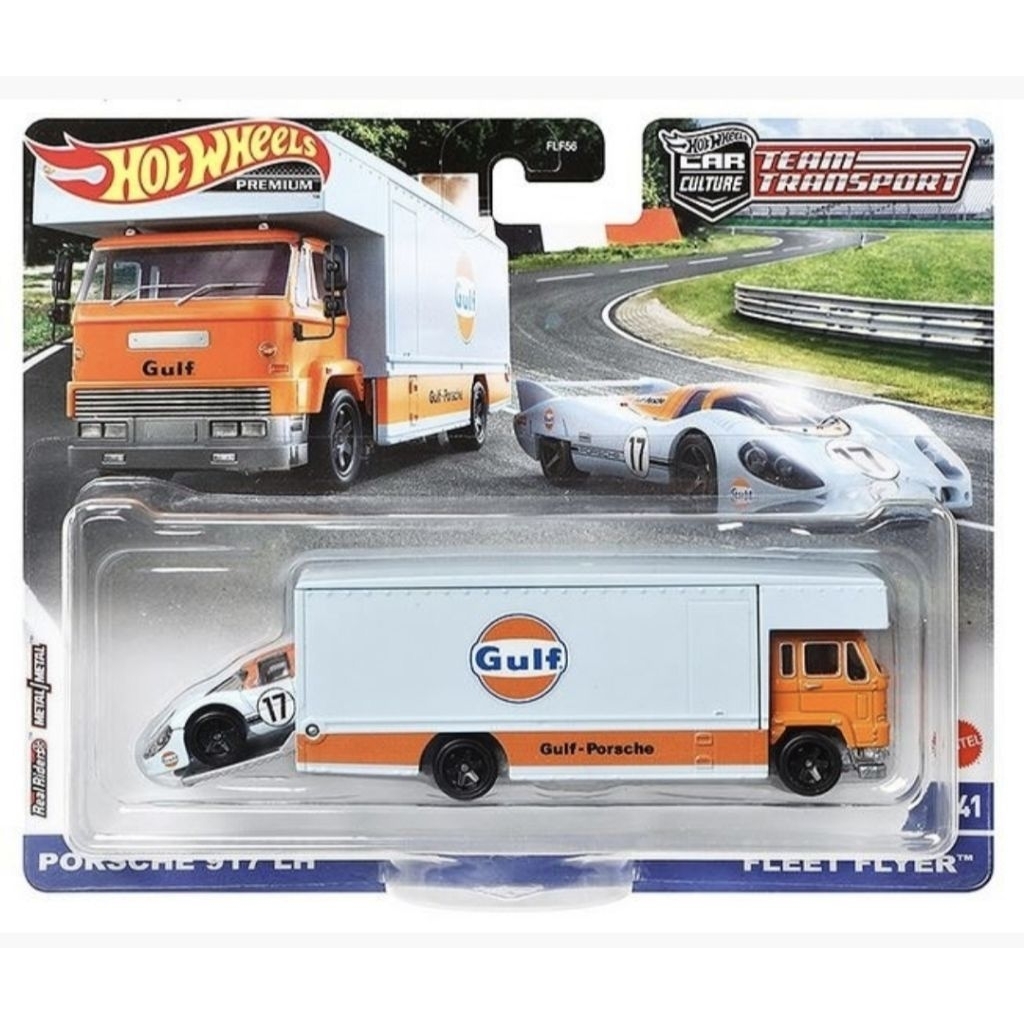 Hot Wheels ฮอตวีล Premium Car Culture Team Transport Gulf Porsche 917 LH Fleet Flyer RR 1:64