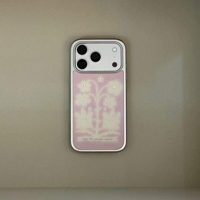 Chara Flora Silver Edge Diamond Frosted Phone Case เคสขอบเงินลายดอกไม้สีพาสเทล