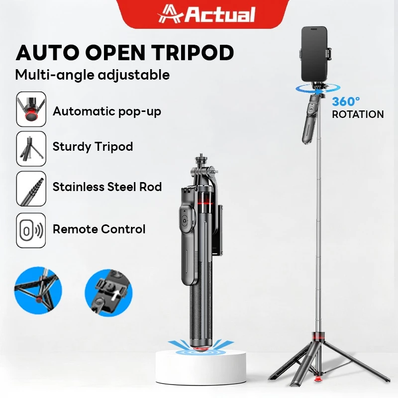 Actual 🇹🇭 ไม้เซลฟี่ 1.4M กันสั่น หมุน 360° Auto Pop ขาตั้งมือถือ รีโมท Bluetooth ไร้สาย ถ่ายรูป/ไลฟ์สด