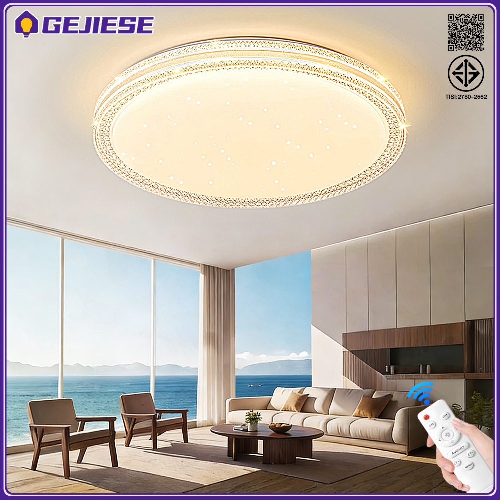 GEJIESE ไฟ 3สี 30/40/50 ซม.โคมไฟเพดาน LED วงกลม/สแควร์  เรียบง่าย ไฟเพดาน ด้วยการควบคุมระยะไกล ไฟ led เพดาน ไฟติดเพดาน