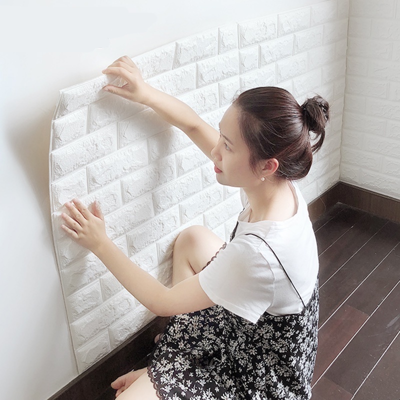 วอลเปเปอร์ติดผนัง แผ่นติดผนัง Wallpaper 3D ตกแต่งห้องนอน มีกาวในตัว กันน้ำ สติ๊กเกอร์ติดผนัง พร้อมส่