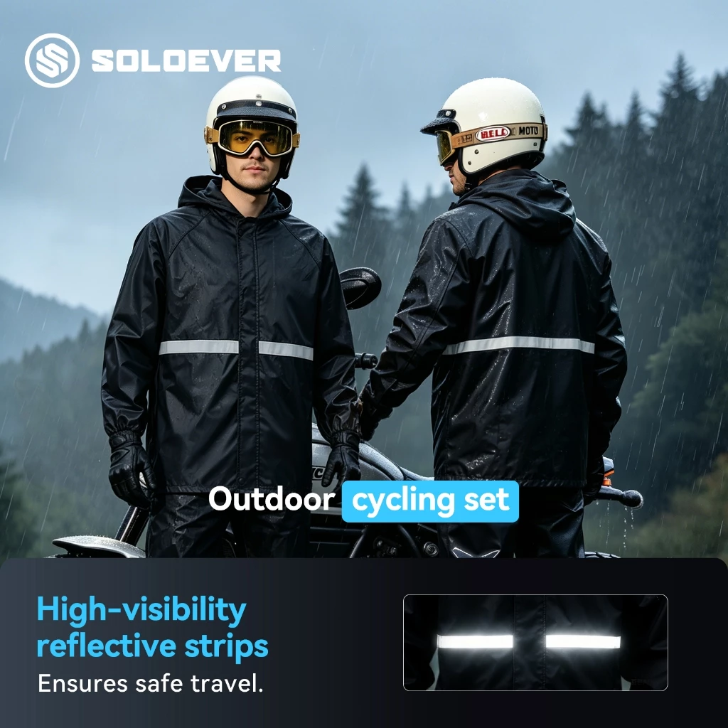 SOLOEVER ชุดเสื้อกันฝนแบบซิป สำหรับผู้ชายและผู้หญิง thumbnail 3
