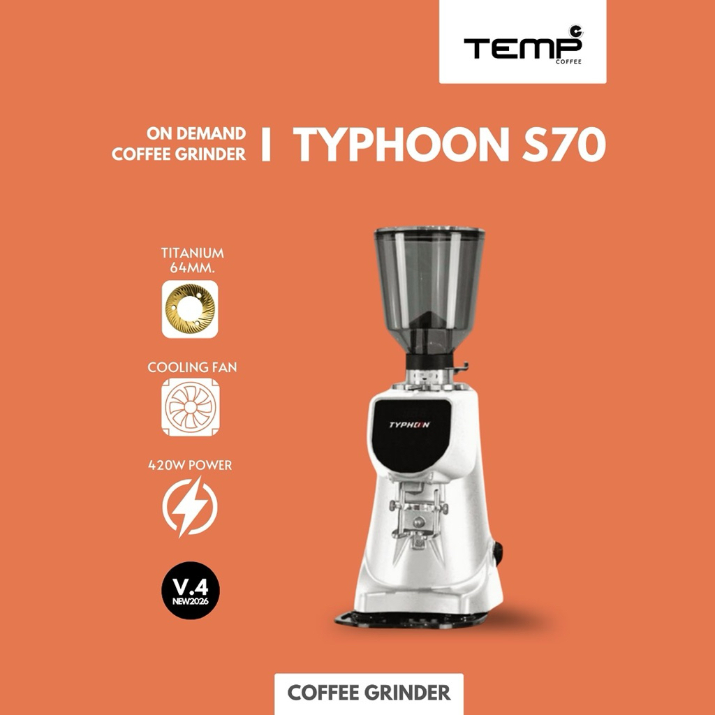 เครื่องบดกาแฟ l TYPHOON S70 V.4 - WHITE (On Demand Auto) ใหม่ล่าสุด มีพัดลมระบายความร้อน ประกันศูนย์