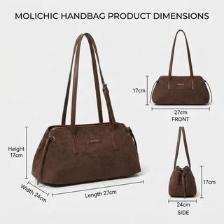 MOLICHIC Cara Bag กระเป๋าถือหนังกลับขนาดใหญ่ กระเป๋าสะพายไหล่สำหรับผู้หญิง กระเป๋าทำงาน