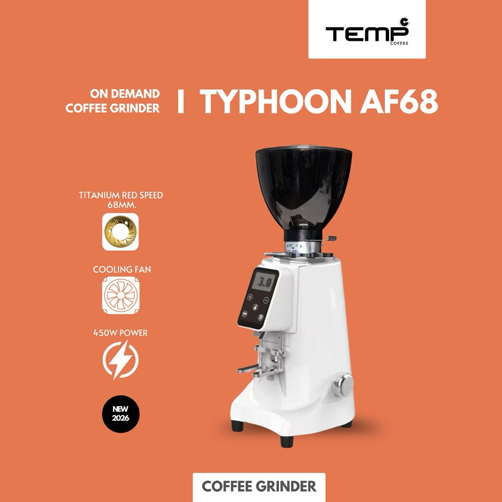 เครื่องบดกาแฟออนดีมาน | Typhoon AF68 Grinder White (เฟือง Titanium Super Red)
