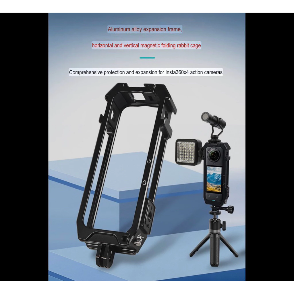 เคส อลูมิเนียม สำหรับ Insta360 X4 X3 X2 มีขาในตัว รูสกรู1/4“ Aluminium Protective Frame for Insta360 X4 X3 เฟรม กรอบเคส thumbnail 5